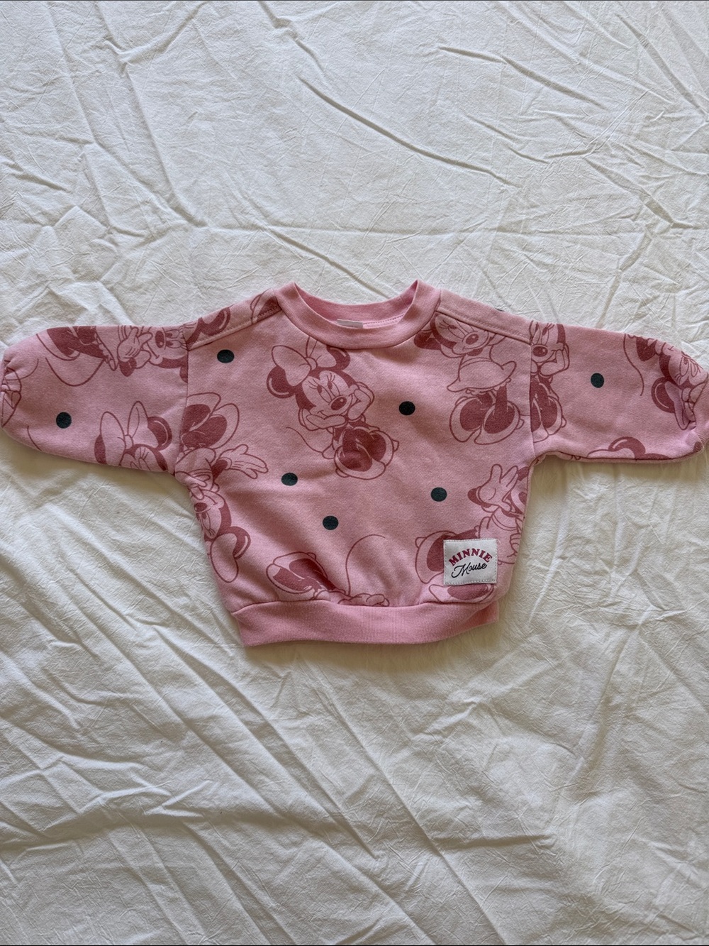 Disney Minnie Mouse Dusty Pink Pullover with Black Dot Accents